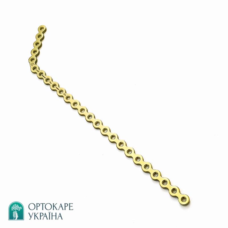 Пластина для реконструкції нижньої щелепи 5+20 отворів, під кутом, права, 2,5 мм